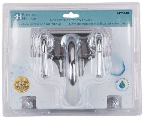 Boston Harbor PF4233 Lavatory Faucet, 1.5 gpm, 2-Faucet Handle, ABS, Chrome Plated, Lever Handle