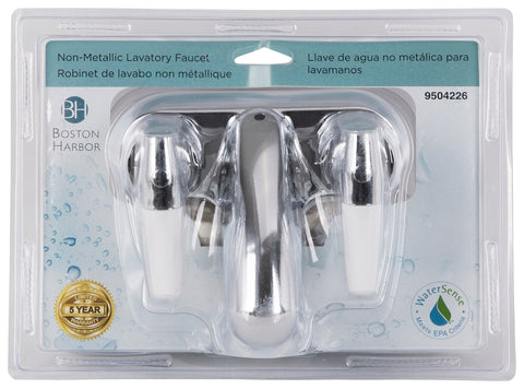 Boston Harbor JY-4212PLQ Lavatory Faucet, 1.5 gpm, 2-Faucet Handle, Chrome Plated, Lever Handle