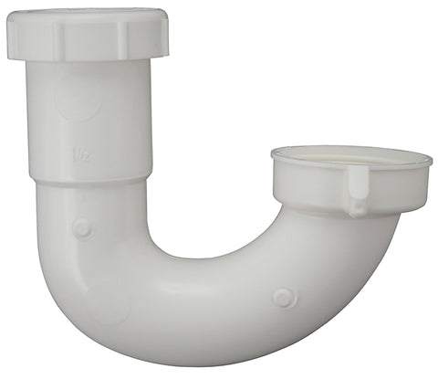 Plumb Pak PP66-2W J-Bend, 1-1/2 x 1-1/2, 1-1/2 x 1-1/4 in, Slip, Plastic, White