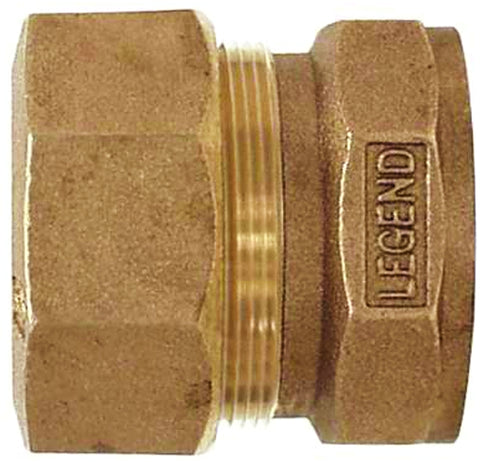 Legend T-4355NL Series 313-174NL Pipe Coupling, 3/4 in, Compression x FNPT, Bronze, 100 psi Pressure