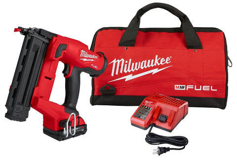 Milwaukee 2746-21CT Brad Nailer Kit, Battery Included, 18 V, 2 Ah, 110 Magazine, Glue Collation, 18 ga Nail