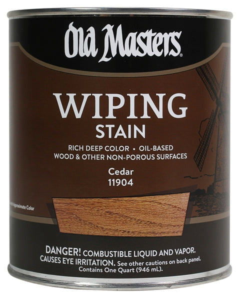 Old Masters 11904 Wiping Stain, Cedar, Liquid, 1 qt, Can