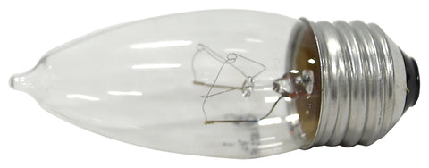 Sylvania 13654 Incandescent Lamp, C-7A Filament, Clear Lamp, 1.25 in Dia x 3.813 in L Dimensions, 25 W, B10 Lamp, 120 V, Pack of 6