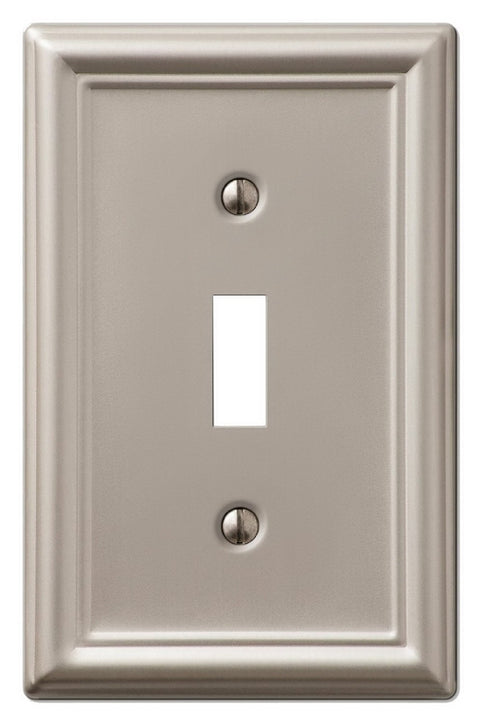 Amerelle 149TBN Wallplate, 4-7/8 in L, 3-1/8 in W, 1 -Gang, Steel, Brushed Nickel