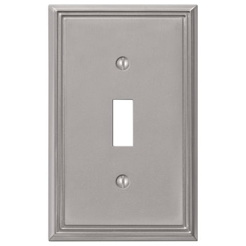 Amerelle 77TBN Wallplate, 4-7/8 in L, 3 in W, 1 -Gang, Cast Metal, Brushed Nickel