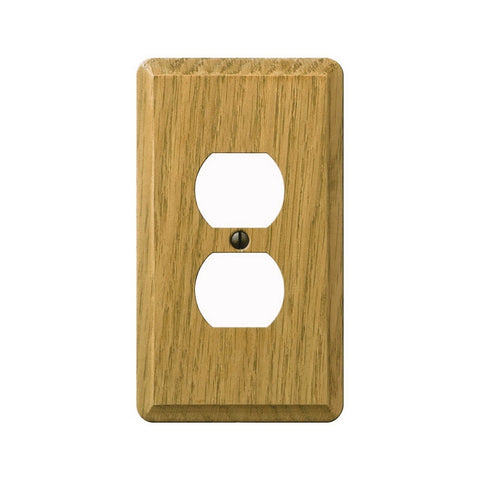 AmerTac Contemporary 901DL Outlet Wallplate, 5-1/4 in L, 3 in W, 1 -Gang, Wood, Light Oak, Screw Mounting