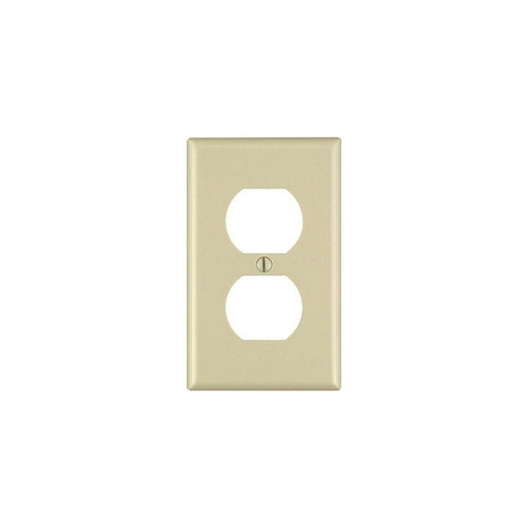 Leviton 86003 Receptacle Wallplate, 4-1/2 in L, 2-3/4 in W, 1 -Gang, Thermoset Plastic, Ivory, Smooth
