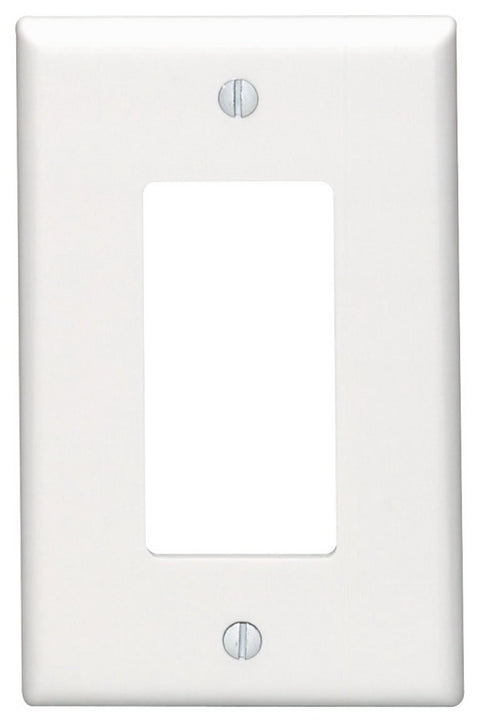 Leviton 80601-W Wallplate, 4.88 in L, 3.13 in W, 1-Gang, Thermoset Plastic, White, Smooth