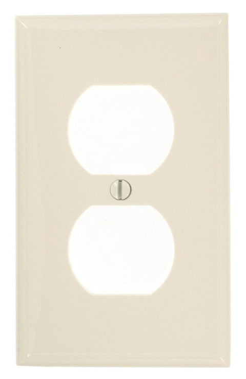 Leviton 80703-NT Receptacle Wallplate, 4-1/2 in L, 2-3/4 in W, 1 -Gang, Nylon, Light Almond, Smooth