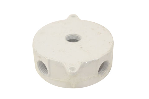 Teddico/Bwf RB-5WV Outlet Box, 5-Knockout, 5-1/2 in, Metal, White, Powder-Coated