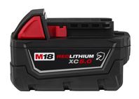 Milwaukee M18, REDLITHIUM 48-11-1850R Resistant Battery, 18 V Battery, 5 Ah, 60 min Charging  1 Pack