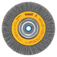 DeWALT DW4905 Wire Wheel Brush, 6 in Dia, 5/8 to 1/2 in Arbor/Shank, 0.014 in Dia Bristle, Carbon Steel Bristle 