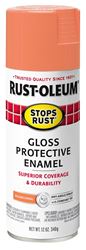 RUST-OLEUM Stops Rust 353010 Protective Enamel Paint, Gloss, Island Coral, 12 oz, Aerosol Can