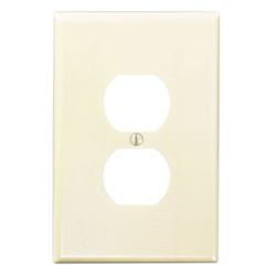 Leviton 86103 Wallplate, 3-1/2 in L, 5-1/4 in W, 1 -Gang, Thermoset Plastic, Ivory, Smooth 