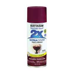 Rust-Oleum Painters Touch 2X Ultra Cover 334062 Spray Paint, Satin, Claret Wine, 12 oz, Aerosol Can 