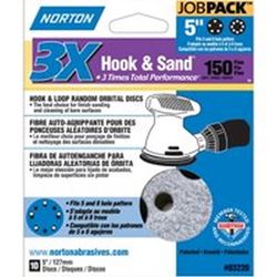 Norton 03220 Sanding Disc, 5 in Dia, 11/16 in Arbor, Coated, P150 Grit, Fine, Alumina Ceramic Abrasive, Spiral 
