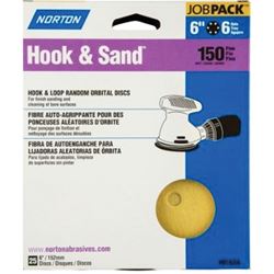 Norton Hook & Sand Series 07660701635 Vacuum Disc, 6 in Dia, P220 Grit, Very Fine, Aluminum Oxide Abrasive, 6-Hole 