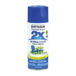 Rust-Oleum Painters Touch 2X Ultra Cover 334027 Spray Paint, Gloss, Brilliant Blue, 12 oz, Aerosol Can 