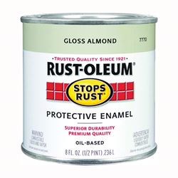 Rust-Oleum Stops Rust 7770730 Enamel Paint, Oil, Gloss, Almond, 0.5 pt, Can, 50 to 90 sq-ft/qt Coverage Area 