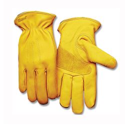 Heatkeep 198HK-M Premium-Grade Driver Gloves, Mens, M, 11 in L, Keystone Thumb, Easy-On Cuff, Cowhide Leather, Gold 