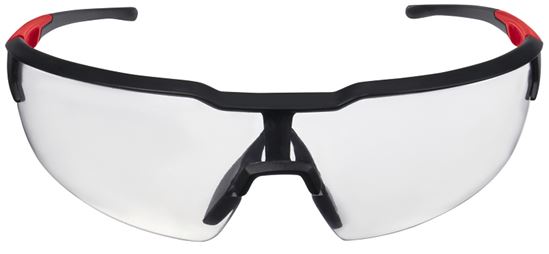 Milwaukee 48-73-2012 Safety Glasses, Unisex, Anti-Fog Lens, Polycarbonate Lens, Plastic Frame, Black/Red Frame