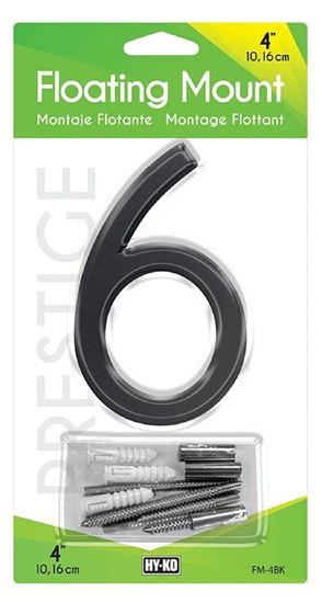 HY-KO FM-4BK-6 House Number, Character: 6, 4 in H Character, Black Character