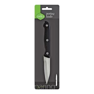 Cook's Kitchen 8237 Paring Knife, Stainless Steel Blade, Plastic Handle, Black Handle, Serrated Blade
