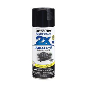 Rust-Oleum Painter's Touch 2X Ultra Cover 334026 Spray Paint, Gloss, Black, 12 oz, Aerosol Can