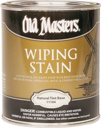 Old Masters 11104 Oil Based Wiping Stain, 1 qt Can, 500 sq-ft/gal, 111 Natural Tint Base 
