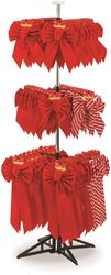 Holidaytrims 7428 Gift Bow Assortment with Rack, Velvet, Candy Cane Stripe/Red with Glitter/Red 