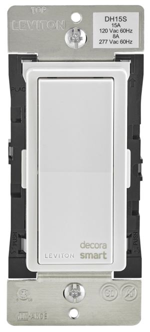 Leviton D215S-R02-1RW Rocker Light Switch, 15 A, 120 VAC, 3-Way, Wi-Fi, Wireless, White