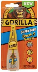 Gorilla 7500102 Super Glue Brush and Nozzle, 10 g, Bottle, White Water/Straw, Liquid 