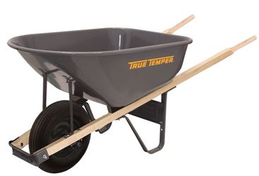 True Temper R625 Wheelbarrow, 6 cu-ft Volume, Steel, 1-Wheel, Tube Wheel 