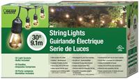 Feit Electric 72041 Heavy Duty String Light, 130 V, 11 W, 30 ft L, E26 Medium Screw Lamp Base, 15 Lamps 