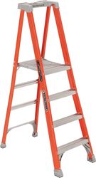 Louisville FXP1704 Platform Ladder, 46 in Max Standing H, 300 lb, Type IA Duty Rating, 4-Rung, 3 in D Step, Fiberglass 