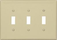 Eaton PJ3V Wallplate, 7-1/4 in L, 6 in W, 3-Gang, Polycarbonate, Ivory, High-Gloss, Pack of 15 
