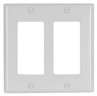 Eaton 2152W-BOX Wallplate, 4-1/2 in L, 4.56 in W, 2-Gang, Thermoset, White, High-Gloss 