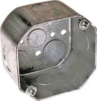 Raco 167 Octagonal Box, 4 in OAW, 2-1/8 in OAD, 4 in OAH, 6-Gang, 9-Knockout, Steel Housing Material, Gray, Galvanized 