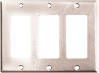 Eaton 2163W-BOX Wallplate, 4-1/2 in L, 3-3/8 in W, 3-Gang, Thermoset, White, High-Gloss 