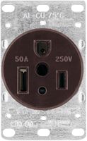 Eaton Cooper Wiring 1254-BOX Power Receptacle, 2-Pole, 250 V, 50 A, NEMA: NEMA 6-50R, Black 