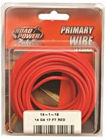 Road Power 55669133/14-1-16 Electrical Wire, 14 AWG Wire, 25/60 V, Copper Conductor, Red Sheath, 17 ft L 
