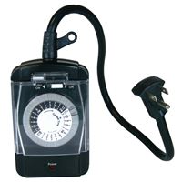 PowerZone TNO24111 Electromechanical Timer, 15 A, 125 V, 1875 W, 2-Outlet, 24 hrs Time Setting, Black 
