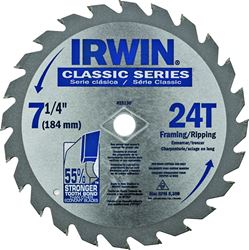 IRWIN 25130 Circular Saw Blade, 7-1/4 in Dia, Carbide Cutting Edge, 5/8 in Arbor, Carbide 