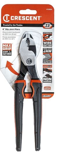 Crescent Z2 K9 Series HTZ28CG Slip-Joint Plier, 8.65 in OAL, 1-1/2 in Jaw Opening, Black/Rawhide Handle, 1.35 in L Jaw