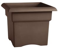 Bloem 457185-1001 Deck Box Planter, 14-1/4 in H, 18 in W, Round, Veranda Design, Plastic, Charcoal 