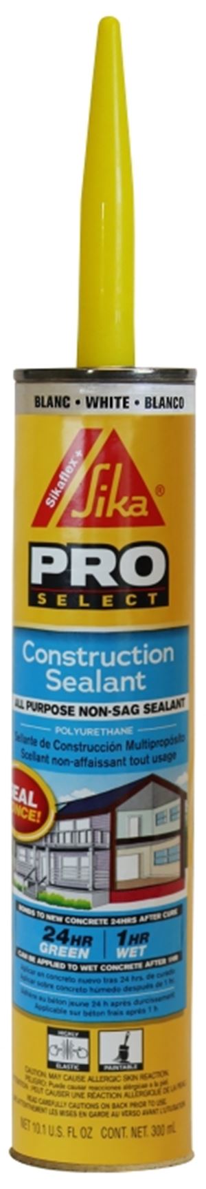 SIKA SIKAFLEX PRO SELECT Series 515309 Construction Sealant, White, 10.1 oz, Cartridge