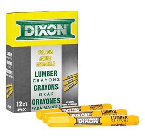 Ticonderoga 49600 Lumber Crayon, Yellow, 1/2 in Dia, 4-1/2 in L, Pack of 12
