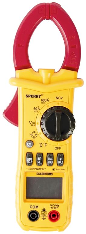 Sperry Instruments DSA600TRMS Clamp Meter, Backlit LCD, Digital Display, Yellow