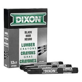 Dixon Ticonderoga 49400 Lumber Crayon, Black, 1/2 in Dia, 4-1/2 in L, Pack of 12