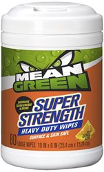 Mean Green Super Strength Series 73157 Heavy-Duty Cleaning Wipes, 10 in L, 6 in W, Fresh Citrus